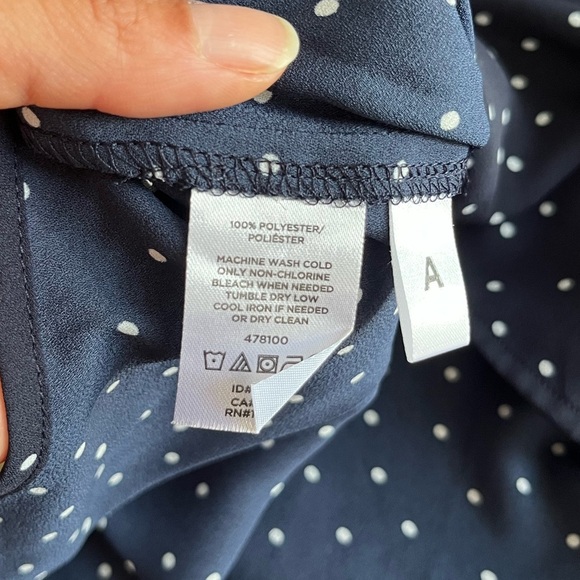 LOFT Blue Polka Dot Women's Small Long Sleeve Blouse - Picture 7 of 8